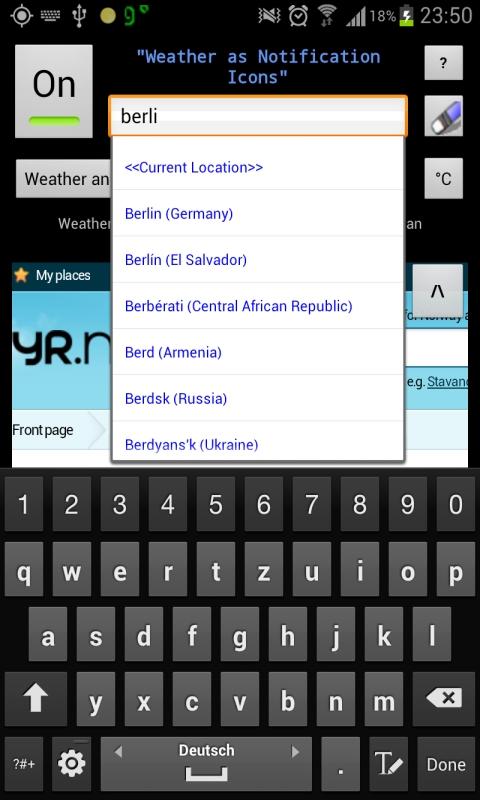 Wetterbild in Statusleiste PRO Screen 3