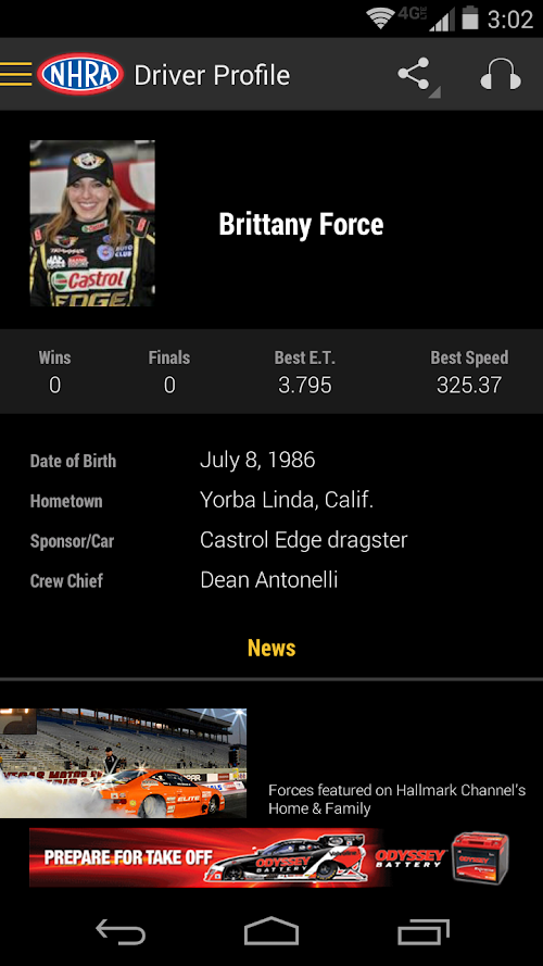 Android application NHRA Mobile Free screenshort