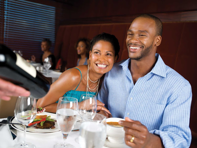 Liberty of the Seas' main dining hall serves complimentary multi-course meals for breakfast, lunch and dinner. 