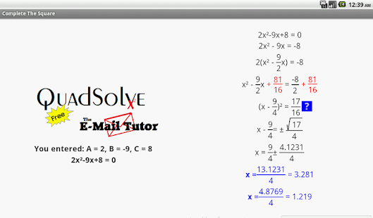 QS Free Quadratic Solver Screenshots 4