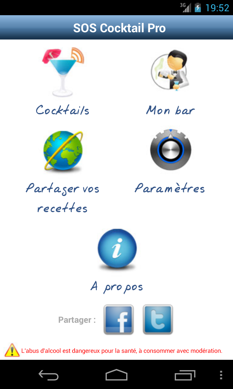 Android application SOS Cocktail Pro-drink recipes screenshort
