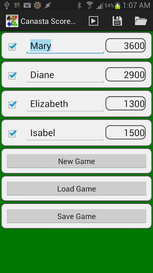 Android application Canasta Score Pro screenshort