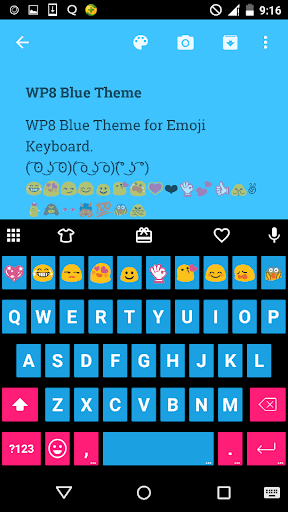 Blue Emoji Keyboard Theme