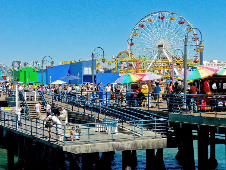Summer action on the Santa Monica Pier in Southern California.  