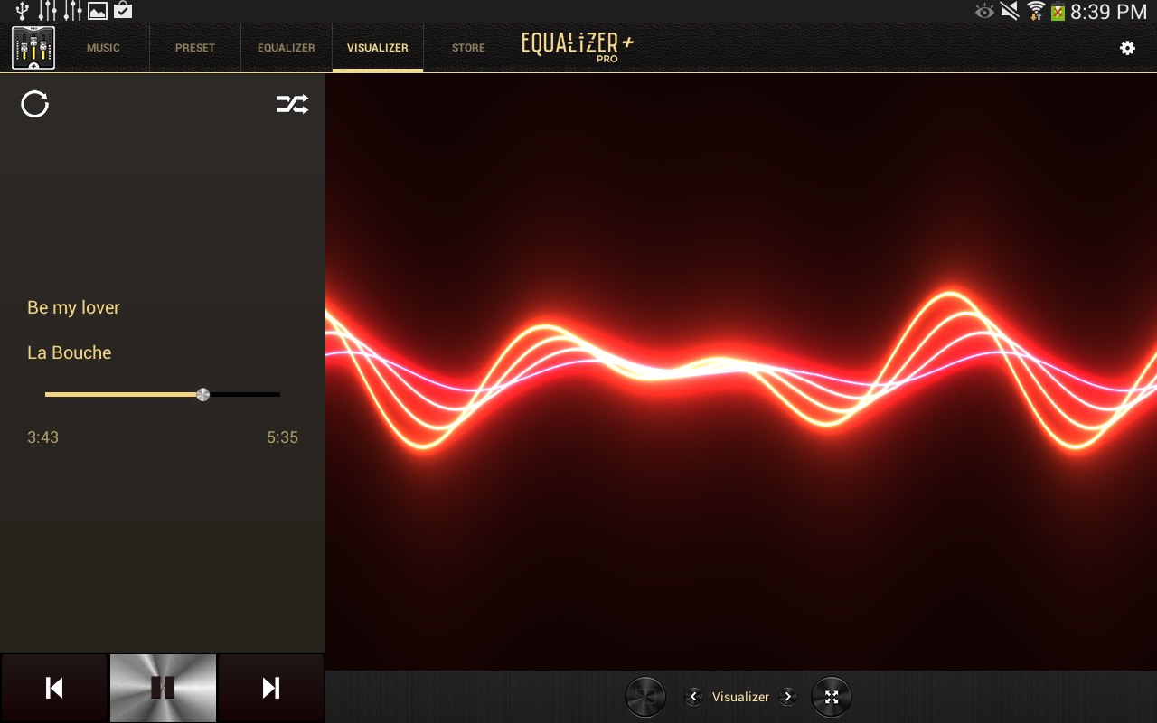 Ecualizador + Pro (Music Player) - pantalla