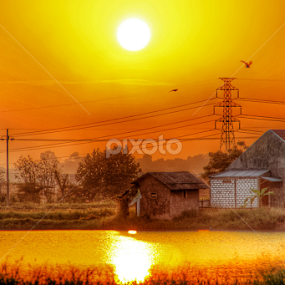 gubuk dan rumah by Rizal Debby - Landscapes Sunsets & Sunrises