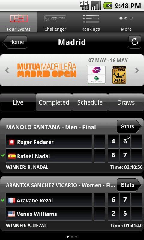 ATP/WTA Live Screen 3
