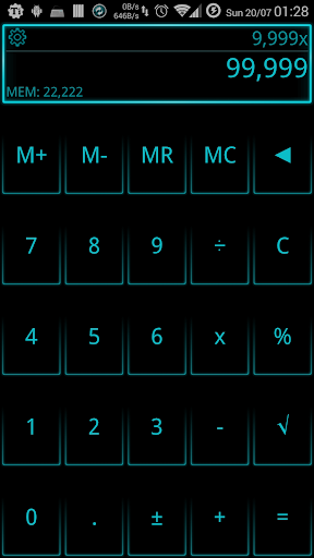 SCalc Neon Cyan theme