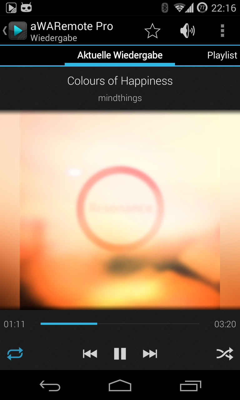 Android application aWARemote Pro for Winamp® screenshort