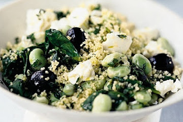 Spinach, broad bean & feta salad
