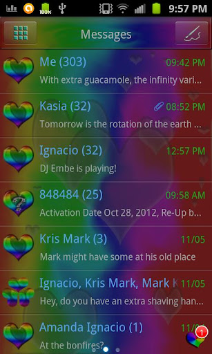 Rainbow Hearts Theme GO SMS
