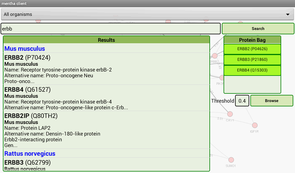    mentha the interactome browser- screenshot  