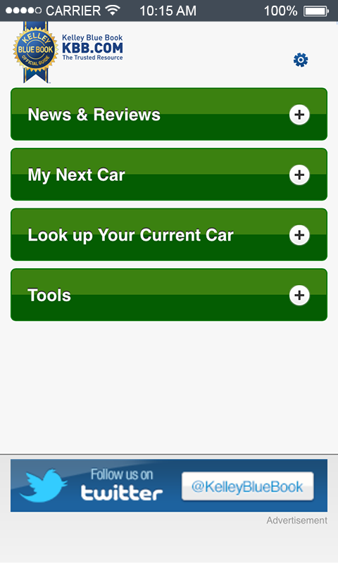 KBB.com Car Prices &amp; Reviews Screen 1