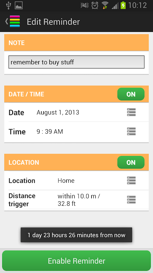 Android application Rainbow Shopping List Pro screenshort