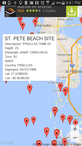 Florida Reef Fishing Scuba Map