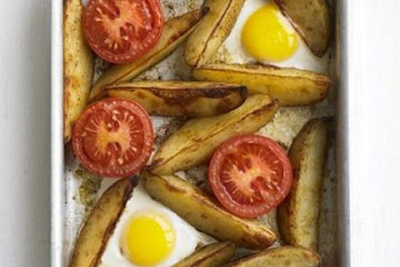 Oven-baked egg & chips