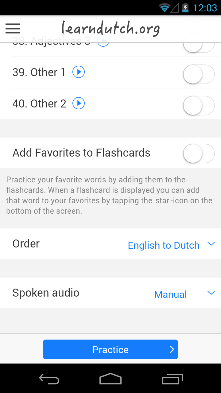 learndutch.org - Flashcards Screen 2