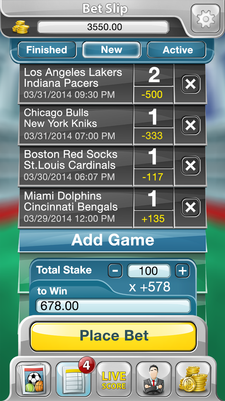 Sportsbook Game - Bookie Screen 3