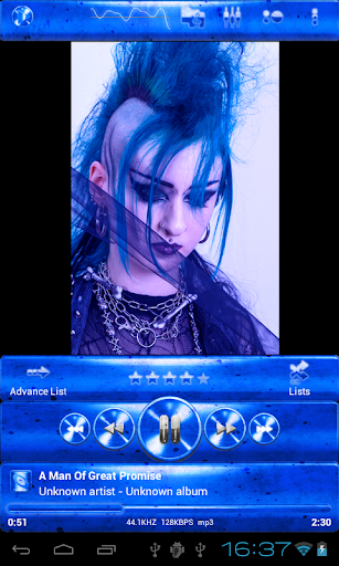 Poweramp skin 青いグランジ