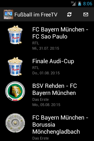 Fussball im deutschen FreeTV Screen 2