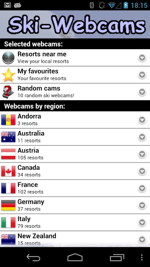 Android application Ski Webcams screenshort