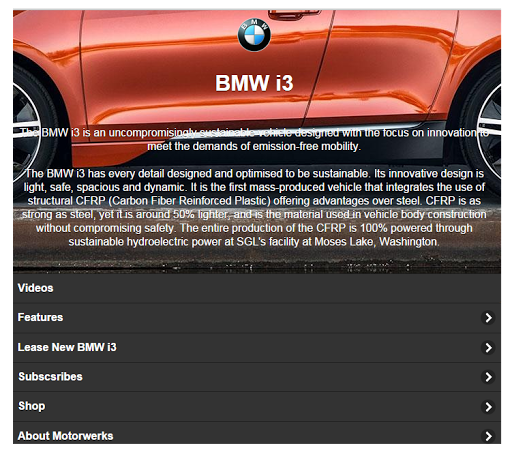 Motorwerks BMW i3 USA Features