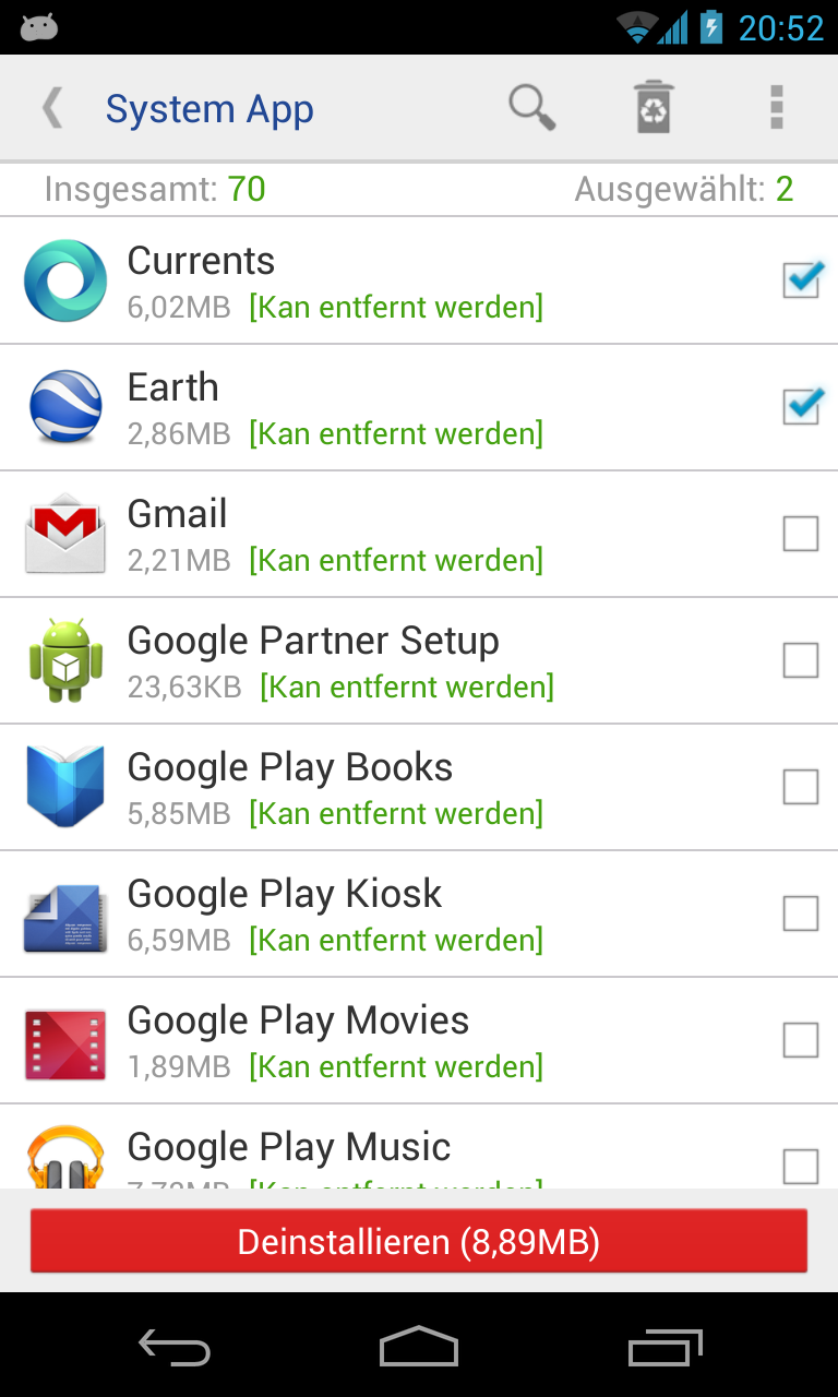 Android application system app remover pro screenshort