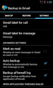 Backup message & call to Email - screenshot thumbnail