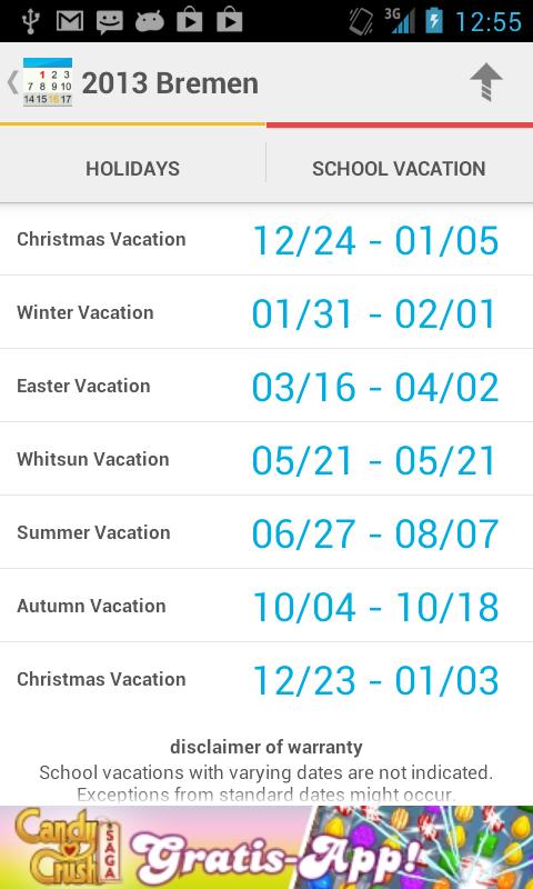 Holidays and Vacations - Android Apps on Google Play