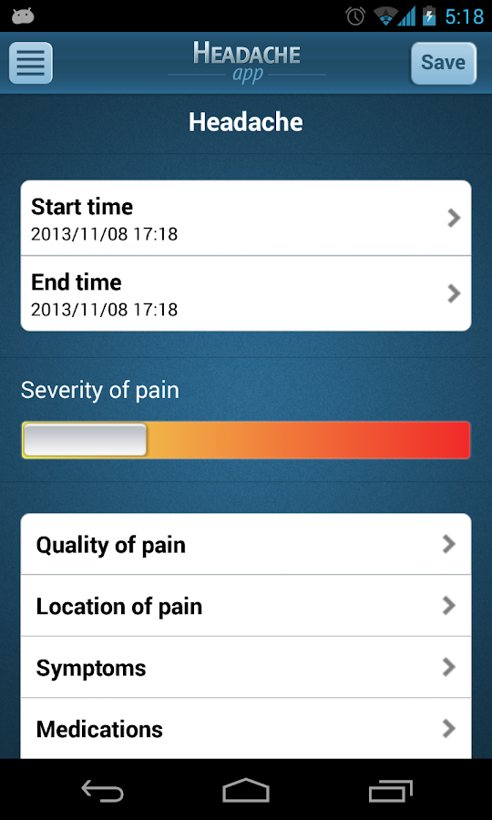 Headache App - screenshot