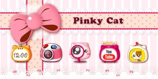 Pinky Cat GO Launcher Theme