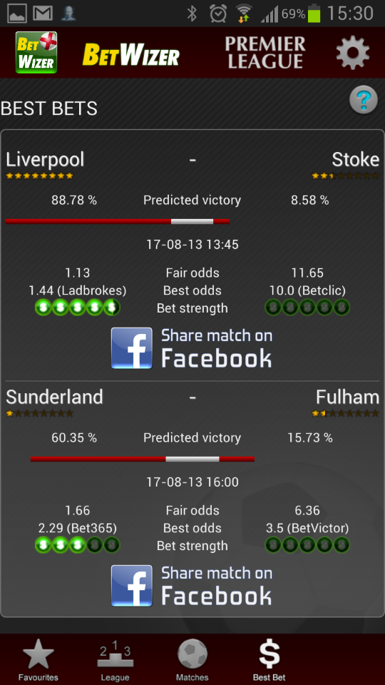 BetWizer Bundesliga Screen 2
