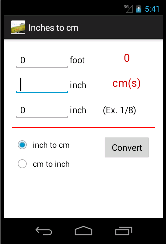 Inches to cm conversion