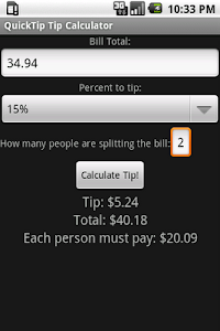 QuickTip Tip Calculator screenshot 0