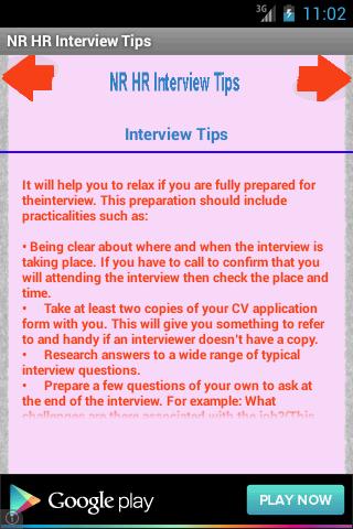 NR HR Interview Tips