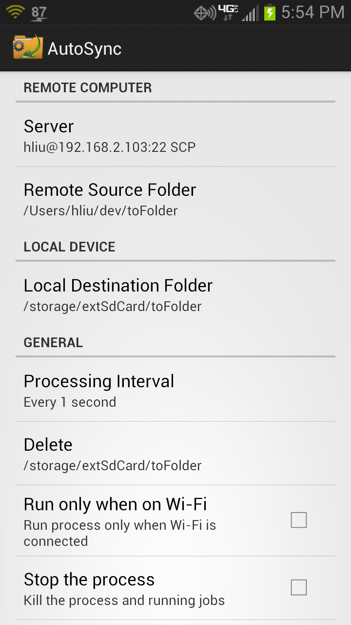 AutoSync Screen 2