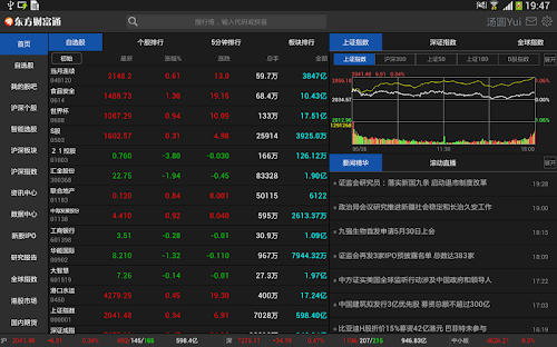 Android application 东方财富通HD Pad专用版 screenshort