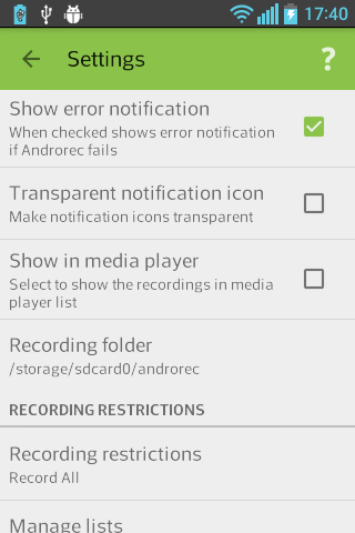Androrec+ Screen 3