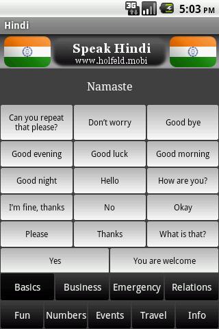 Android application Speak Hindi screenshort