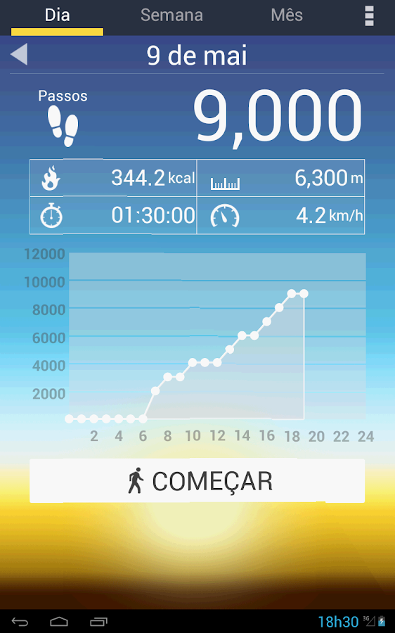   Pedómetro– captura de ecrã 