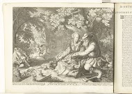 Dood en Cupido schieten elkaars pijlen af en oude man maakt jonge vrouw het hof, ca. 1707-1708