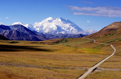 A ribbon of road leads to Mt. McKinley in Denali National Park, Alaska.
