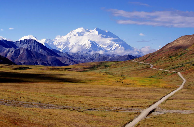 A ribbon of road leads to Mt. McKinley in Denali National Park, Alaska.