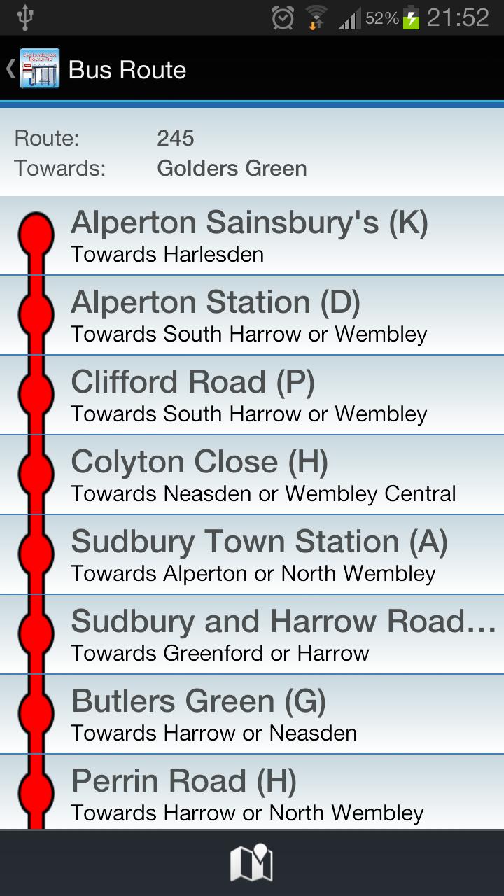 London Bus Tracker Pro Screen 2