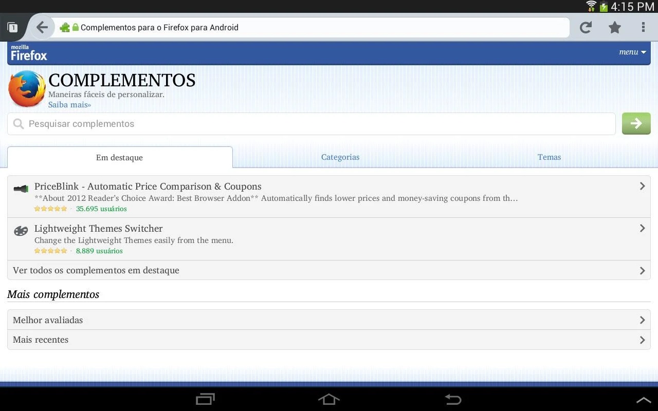 Firefox navegador web - screenshot