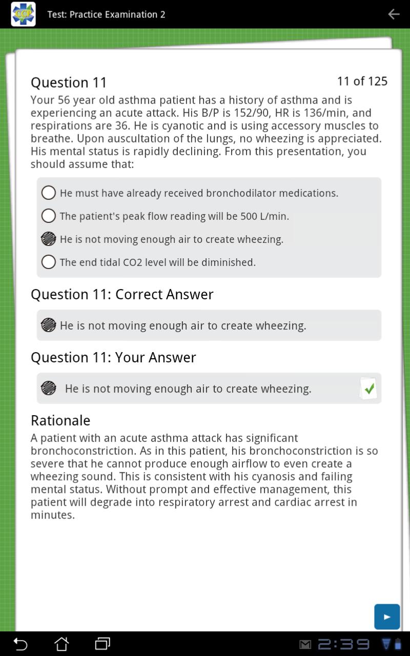 Critical Care Paramedic Review Screen 3