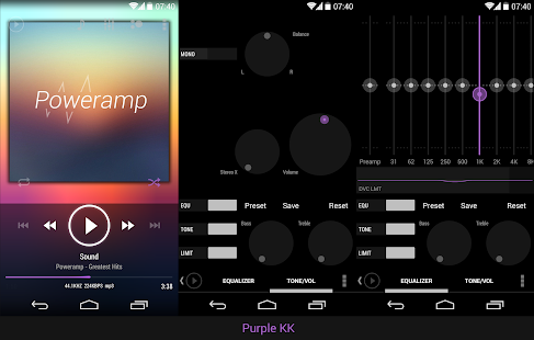 Poweramp skin KK/JB/ICS Purple - screenshot thumbnail