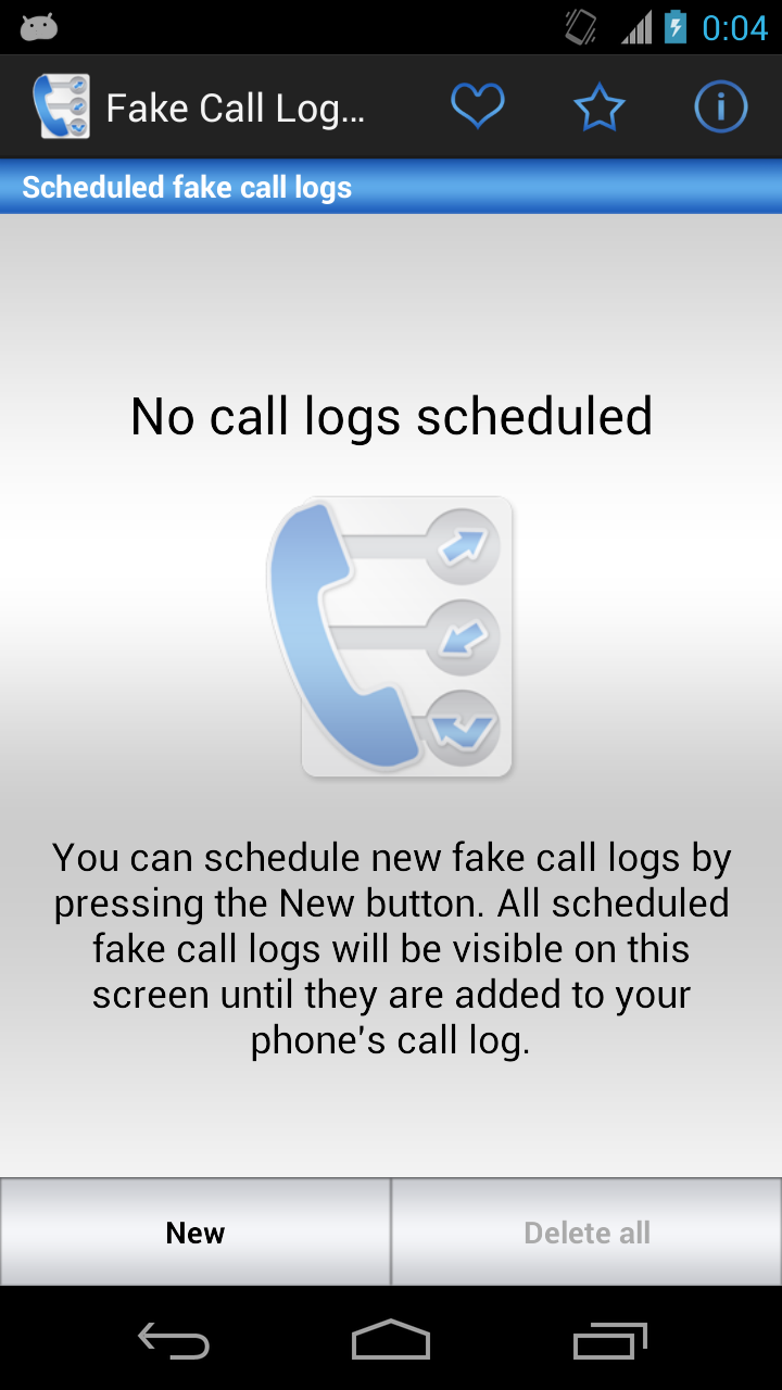 Android application Fake Call Log - PRO screenshort