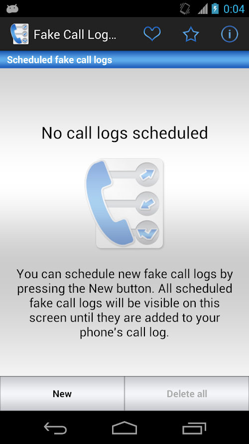Android application Fake Call Log - PRO screenshort