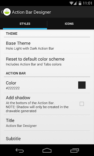 Action Bar Designer